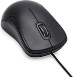 Amazon Basics USB Silent Wired Mouse, Black, 3-Button Optical