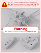 HANYCONY Surge Protector Power Strip, 10 Ft Braided Extension Cord, 1080J