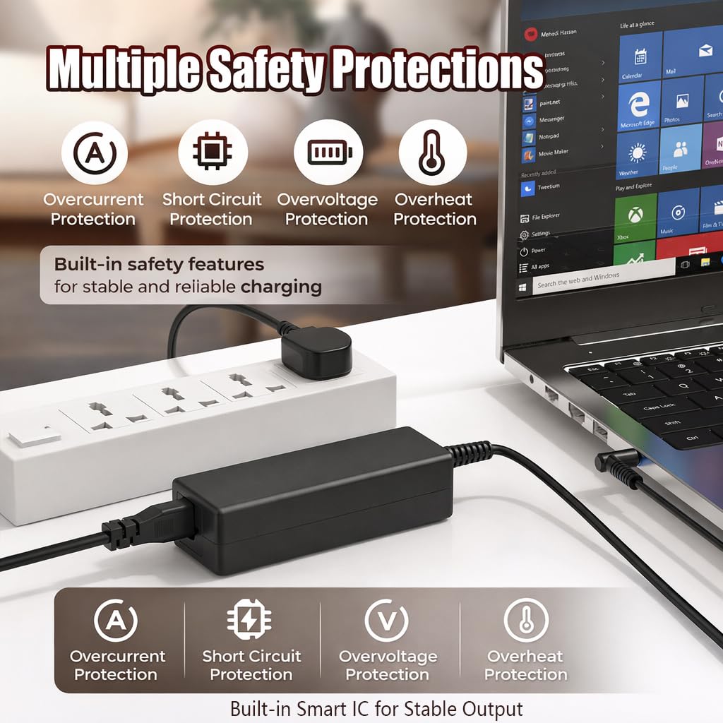 65W USB C Laptop Charger Compatible with HP Spectre Elitebook Chromebook
