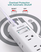 Cruise Essentials - Flat Plug Power Strip, Addtam 5 ft Ultra Flat Extension Cord with 6 Outlets Extender, No Surge Protector for Cruise Ship, Travel, Dorm, Home Office,Black
