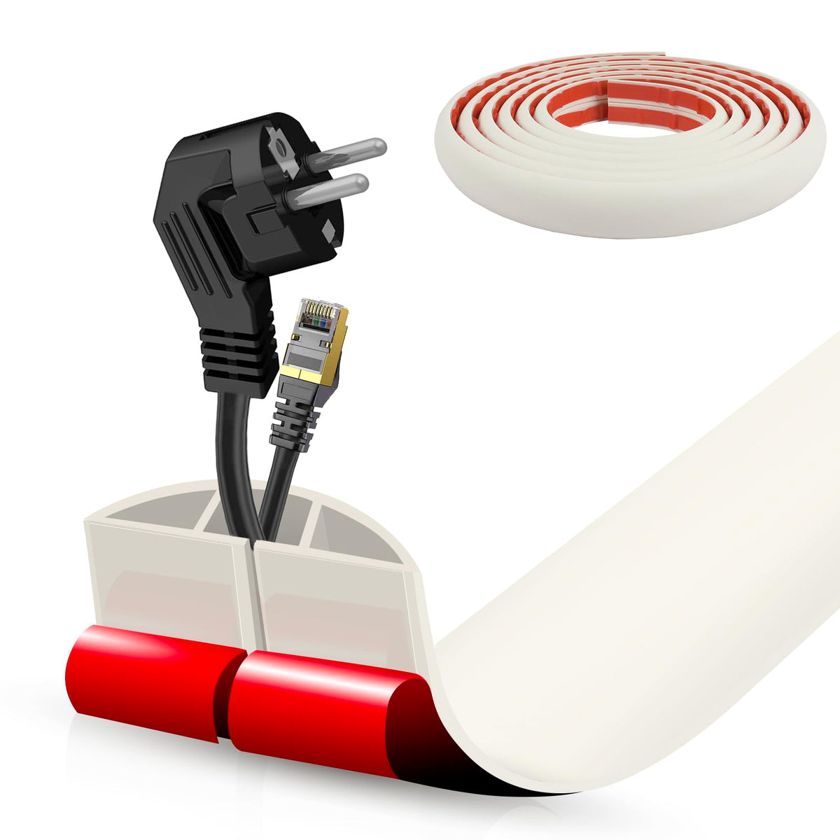 Floor Cord Cover Self Adhesive Cord Hider,3.3FT Cable Management, Extension Strip Protector for Wires, Prevent Cable Trips for Offices, Gyms, Exhibitions Cavity:0.3"(W) x 0.28"(H) Brown Wood