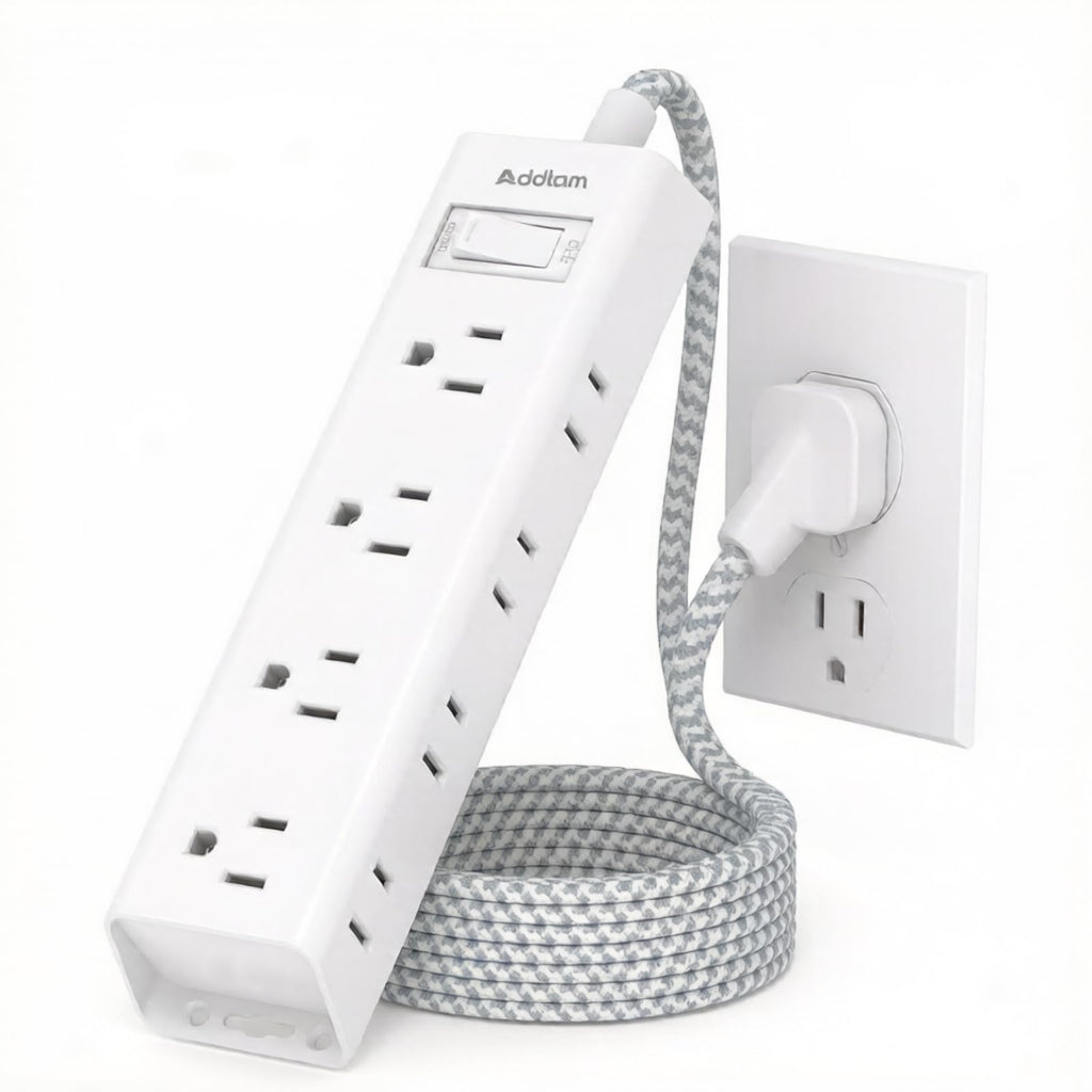 Flat Plug Power Strip, Ultra Thin Flat Extension Cord - 12 Outlets 3 Sides