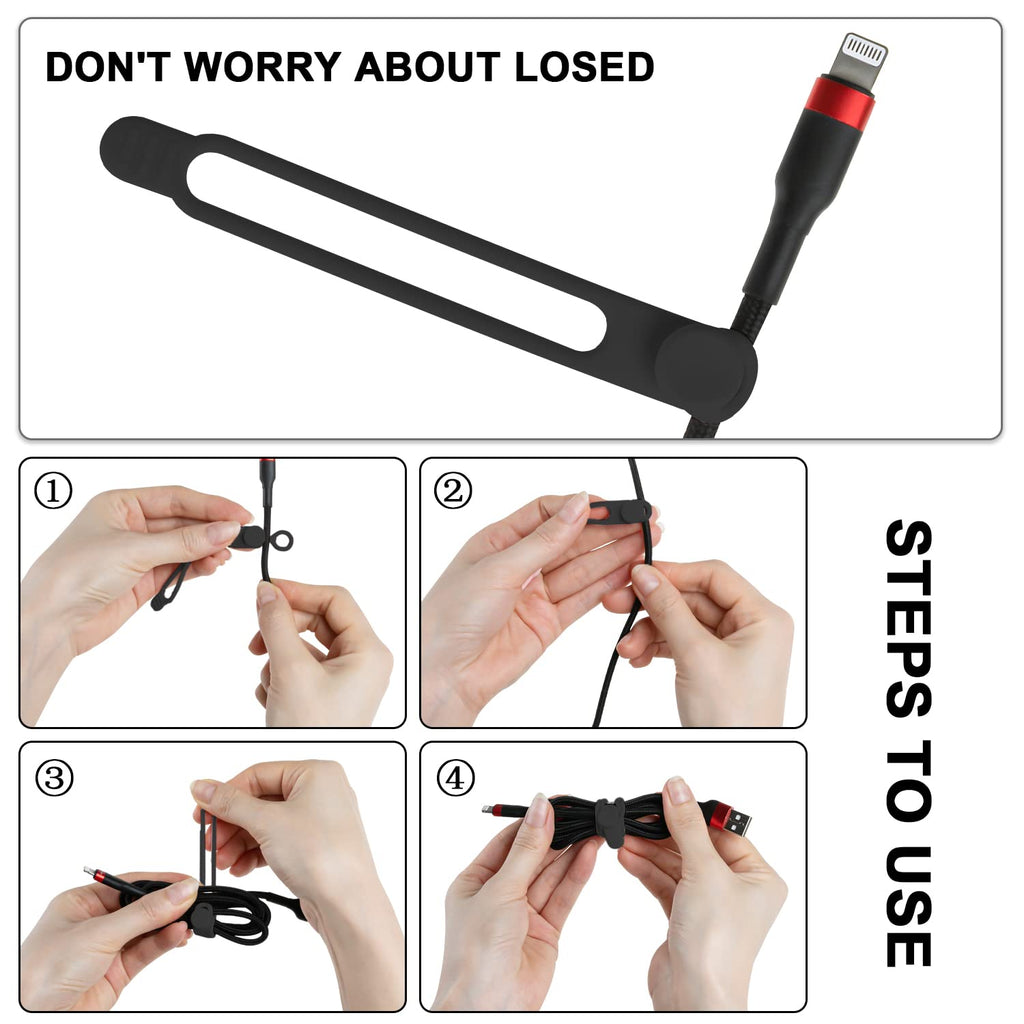 24Pcs Silicone Cable Ties, Cord Organizer Cable Management-Multi
