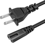 AC 2 Prong C8 Power Cord 5ft Standard 2-Slot for TV PS4 PS5 Speaker Monitor Xbox Wall Power Cable Replacement Black