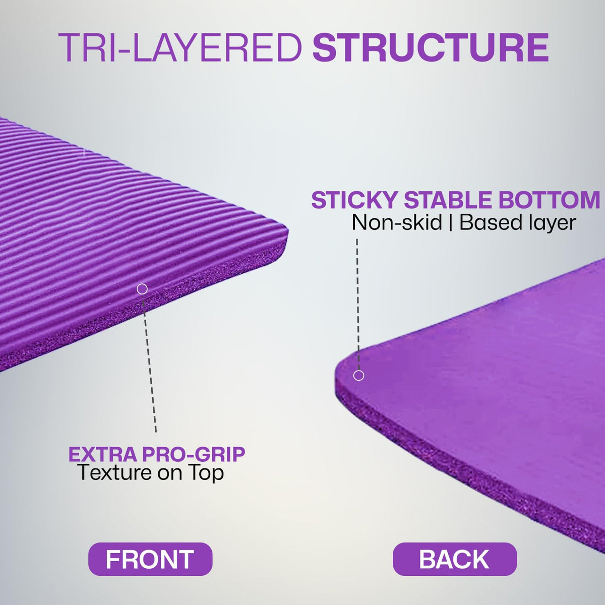 XN8 Sports Yoga Mat 10mm & 15mm Thick NBR Exercise Mat with Carry Strap