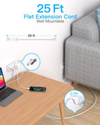 One Beat 10Ft Extension Cord with Multiple Outlets,Flat Plug Power Strip