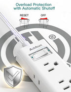 Cruise Essentials - Flat Plug Power Strip, Addtam 5 ft Ultra Flat Extension Cord with 6 Outlets Extender, No Surge Protector for Cruise Ship, Travel, Dorm, Home Office,Black