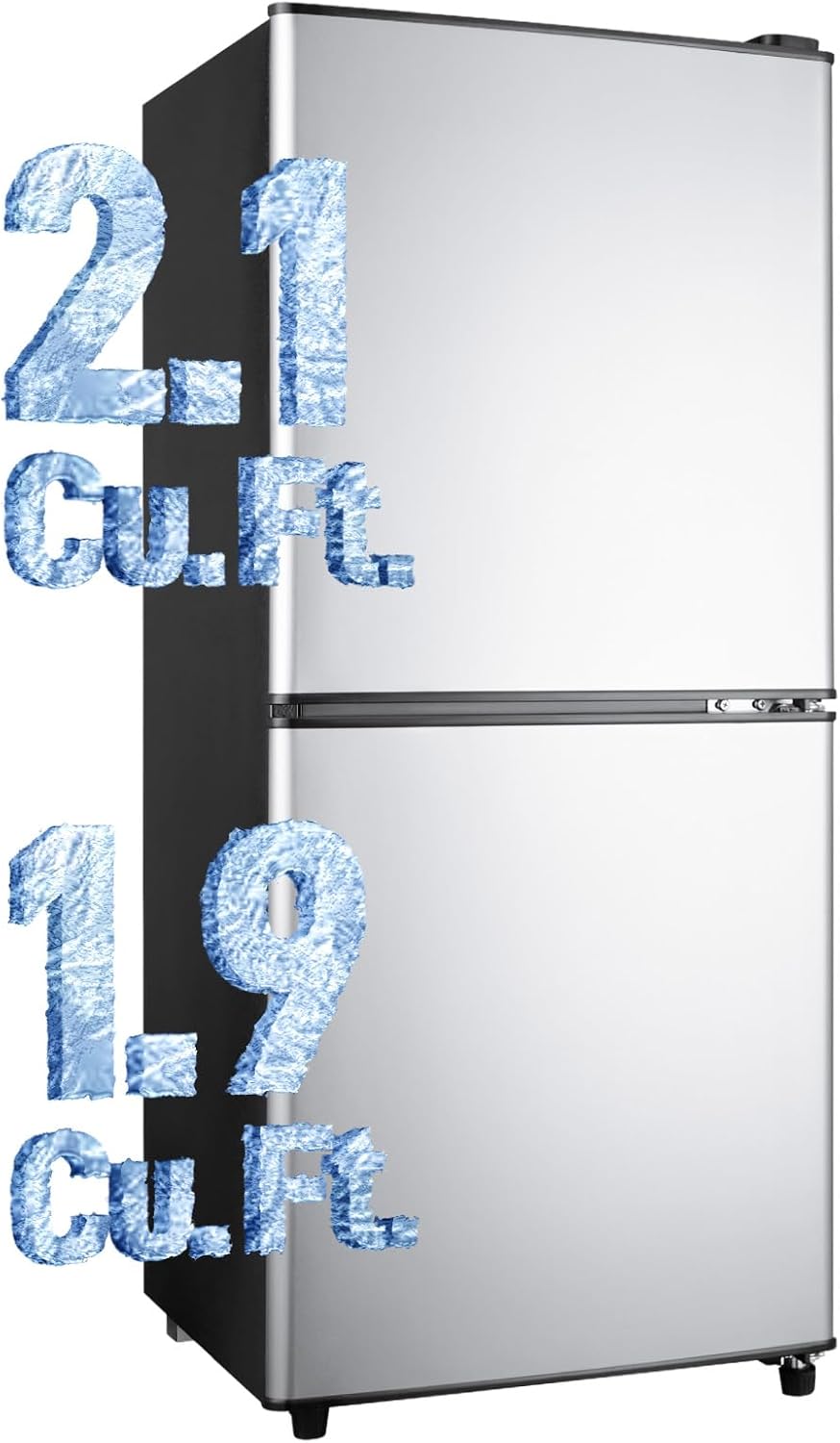 Anypro 4.0 Cu.Ft Fridge with Bottom Freezer, 2 Door Refrigerator with Drawer, 7 Level Temperatures and Adjustable Shelves for Bedroom, Dorm, Office, Apartment, Silver