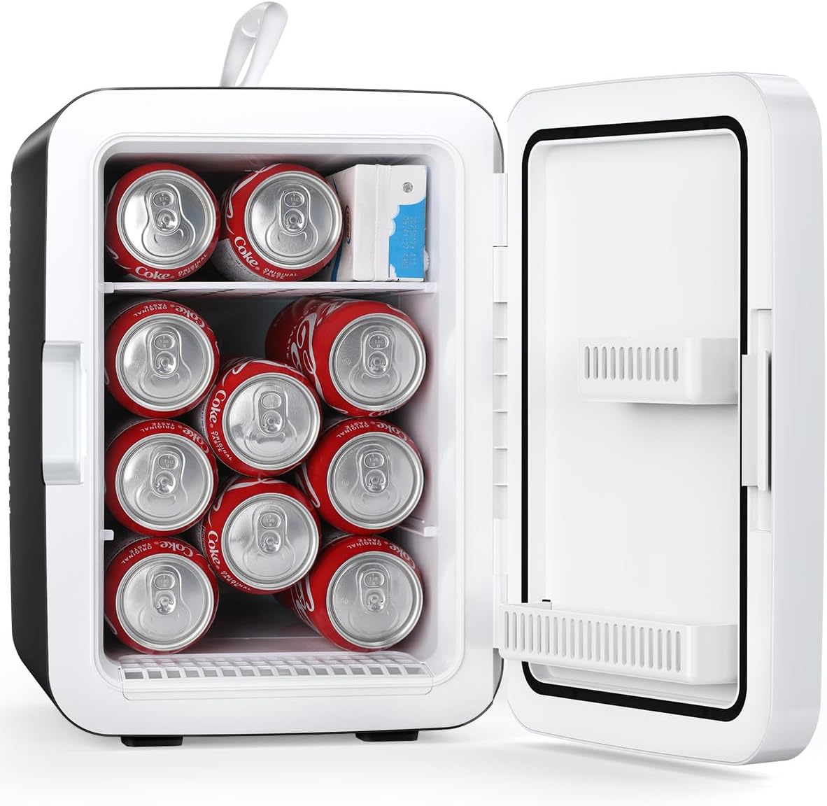 Antarctic Star Compact Mini Fridge, 10L Portable Small Refrigerator, 2.6 Gal Desktop Fridge with AC/DC Adapters, Small Cosmetics Cooler for Beverage, Food, Makeup, Bedroom, Office, Dorm, Black