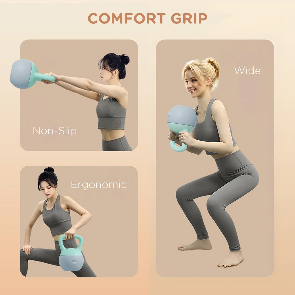 SPORTNOW 4/6/8/10/12kg Soft Kettlebell with Non Slip Handle Grey