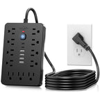 6 FT Flat Plug Surge Protector Power Strip,11 AC Outlets with 6 USB Ports