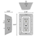 Multi Plug Wall Outlet Night Light, POWRUI 6 Outlet Extender & 3 USB Ports
