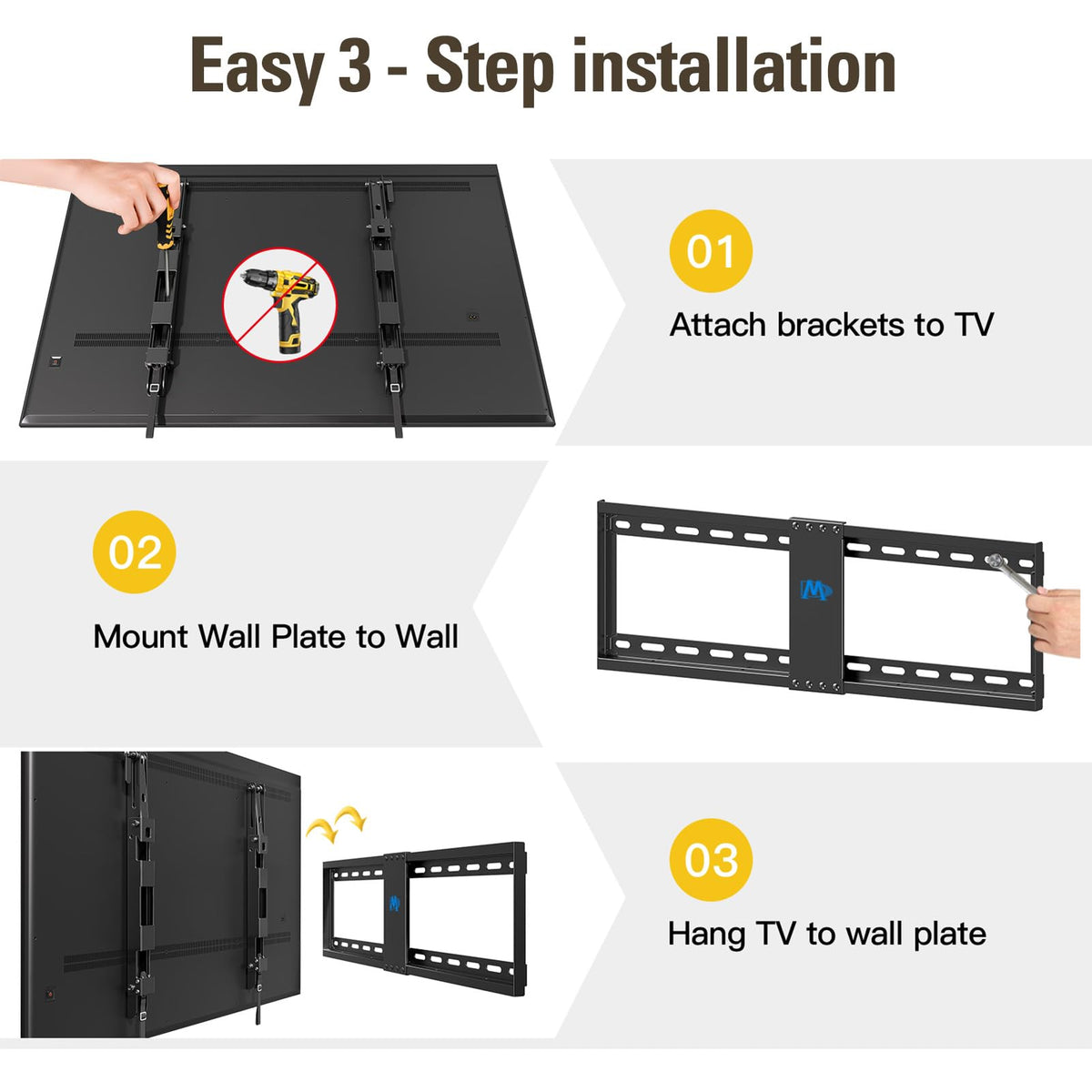 Mounting Dream Tilting TV Wall Mount for Most 37-90 Inch TVs up to 132lbs