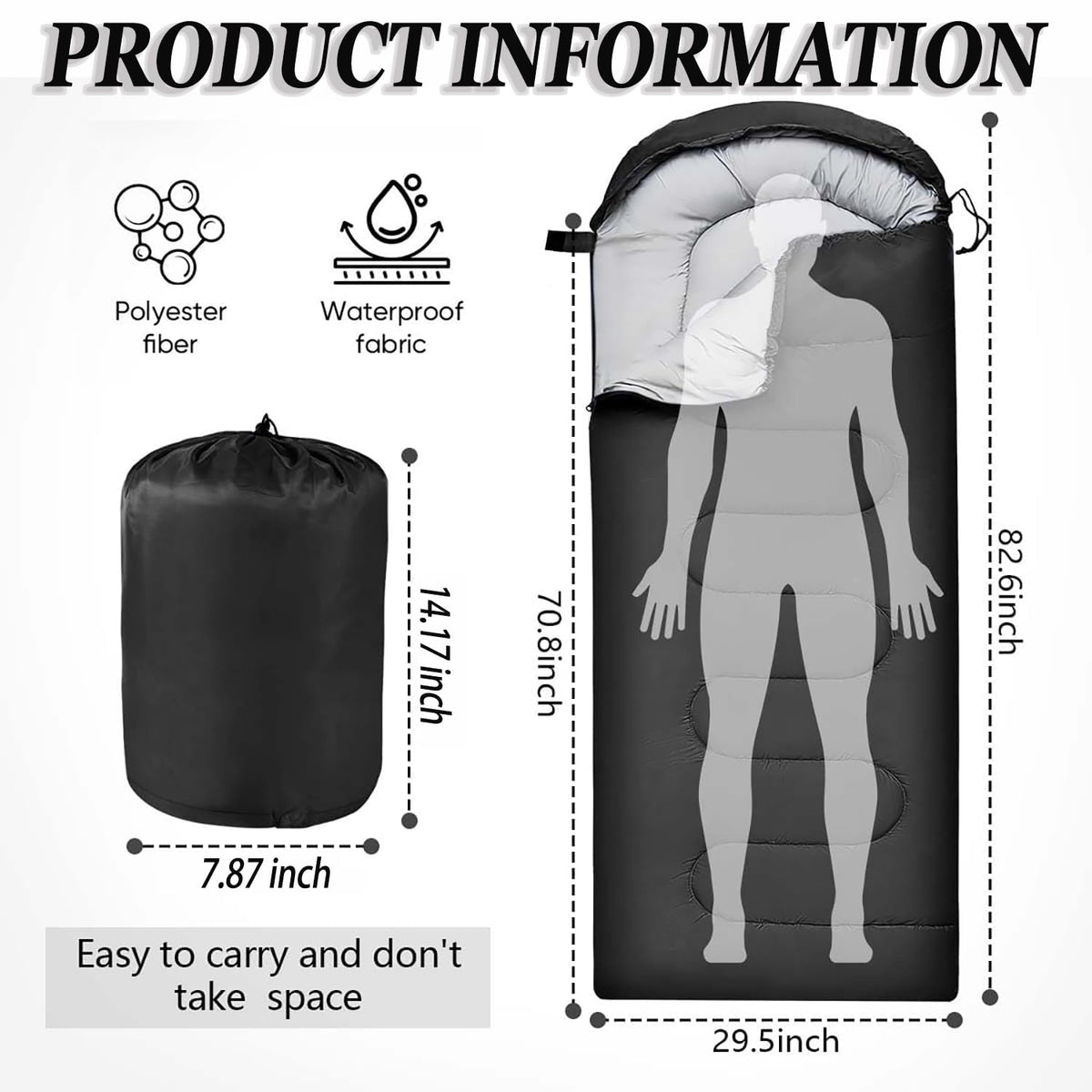 Sleeping Bag for Camping,Sleeping Bags for Adults Backpacking Waterproof,3 Seasons Adult Blanket,Small Packed Ultralight Carry Bag, Soft,Thick and Warm,for Outdoor Camping,Travel,Hiking
