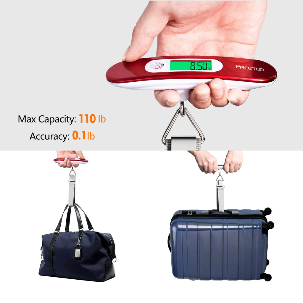 FREETOO Luggage Scale with Tare Function 110 Lb/ 50Kg Capacity, Black