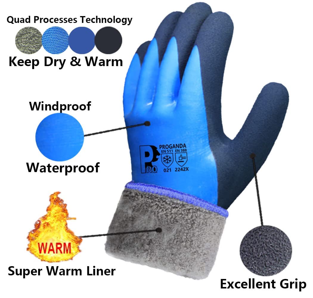 2 Pairs Waterproof Work Gloves Ultra-Grip Latex Coated Gardening Gloves, Durable and Versatile for Garden Car Fishing Outdoor Tasks