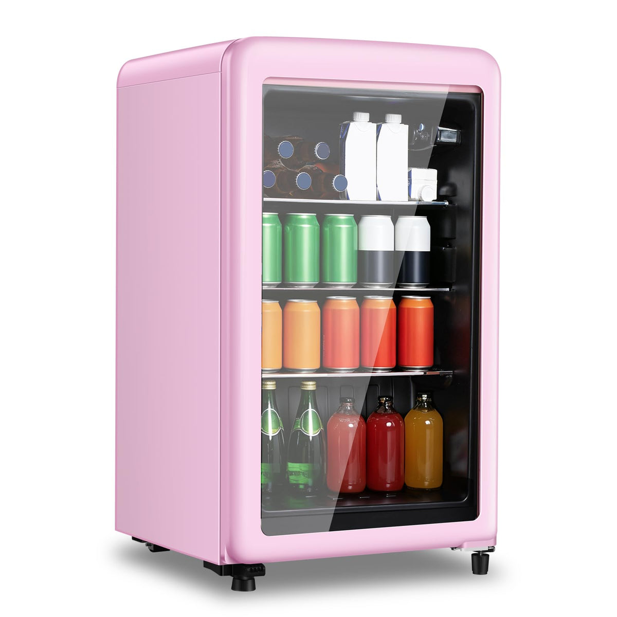 HAILANG 130 Can Retro Beverage Refrigerator, Fridge with Glass Door, White