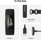 Fitbit Google Charge 6 Activity Tracker with 3 Months Google Health Membership Included, 7 Days Battery Life and Google Wallet and Maps, Obsidian/Black Aluminum