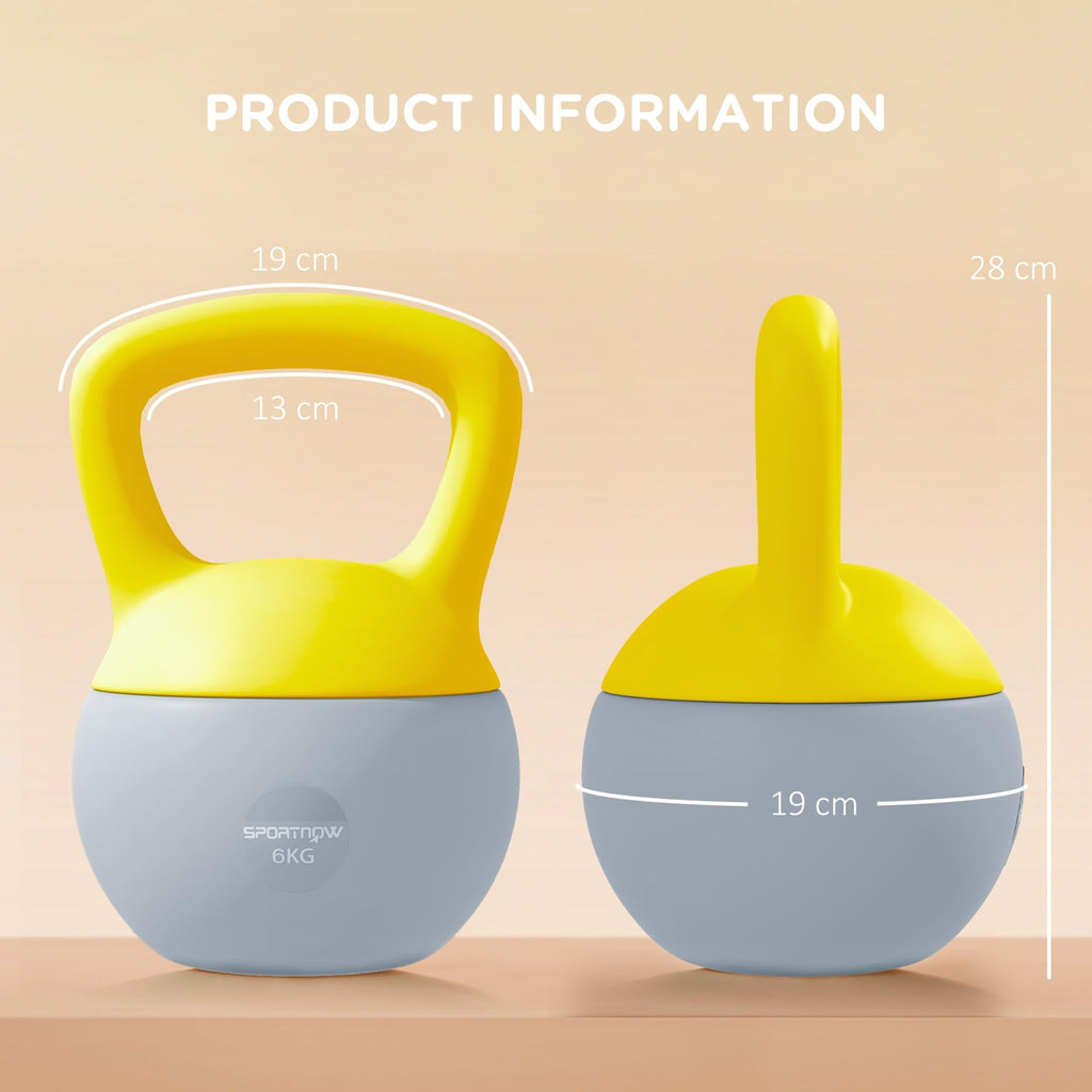 SPORTNOW 4/6/8/10/12kg Soft Kettlebell with Non Slip Handle Grey