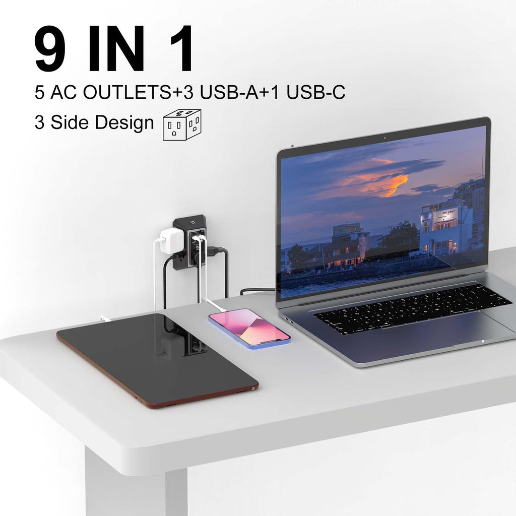 Surge Protector, QINLIANF 5 Outlet Extender with 4 USB Ports(2USB-C)
