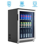 Weili 20 Inch Under Counter Beverage Refrigerator with Glass Door, 120 Can