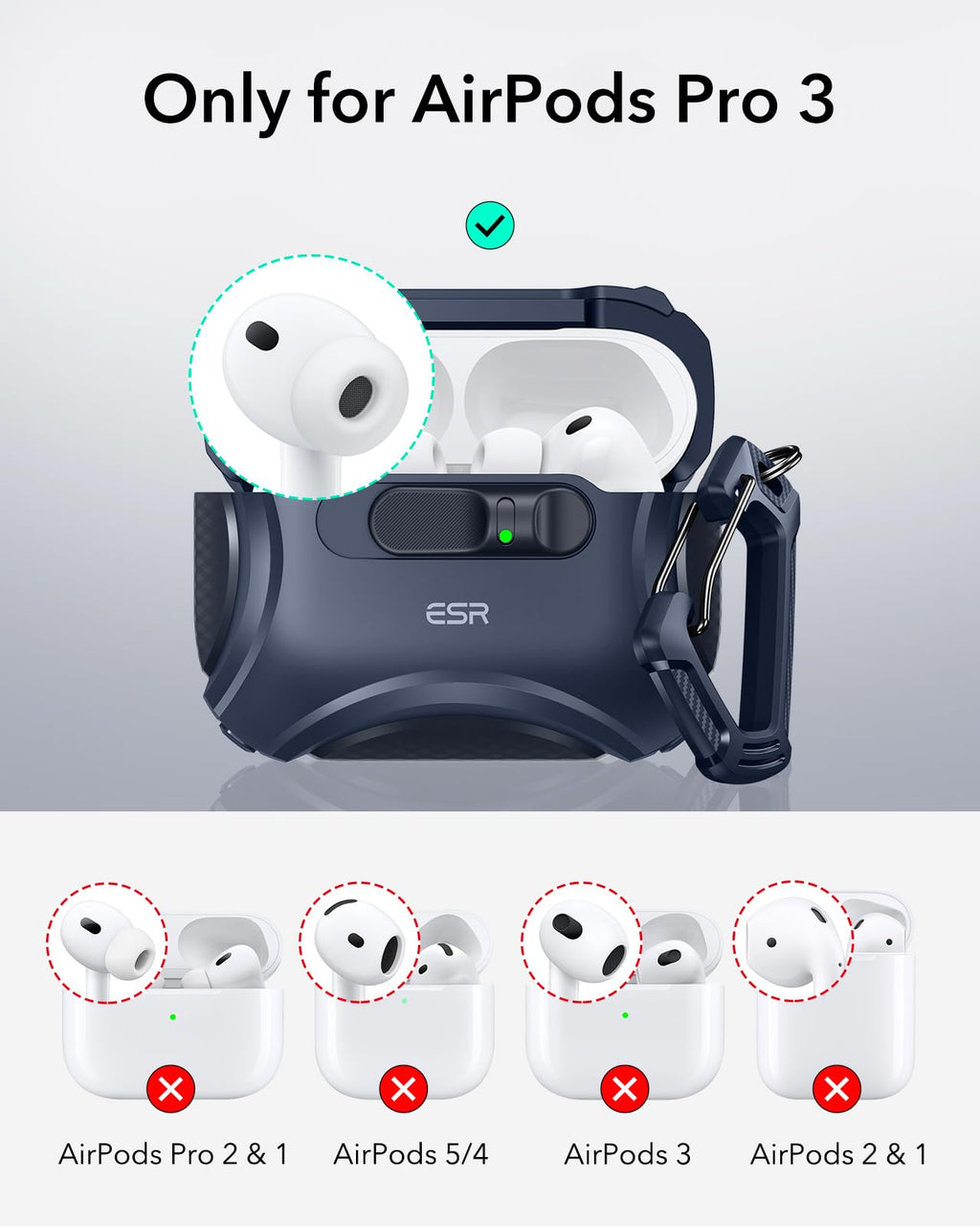 ESR for AirPods 5/4 Case, Compatible with MagSafe, Drop-Proof Lock, Black
