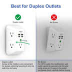 Multi Plug Wall Outlet Night Light, POWRUI 6 Outlet Extender & 3 USB Ports