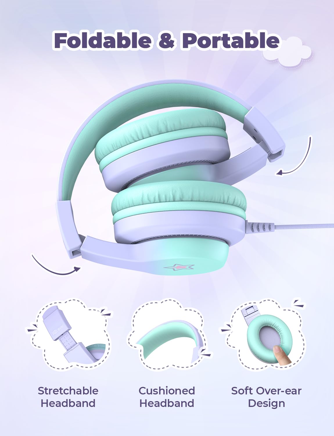iClever HS19 Kids Headphones with Cord, Toddler Headphones for Boys Girls