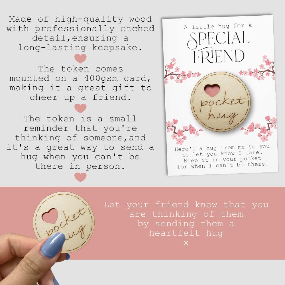 Pocket Hug Gift For Friend | Wooden Special Friendship Token For Her | TKF