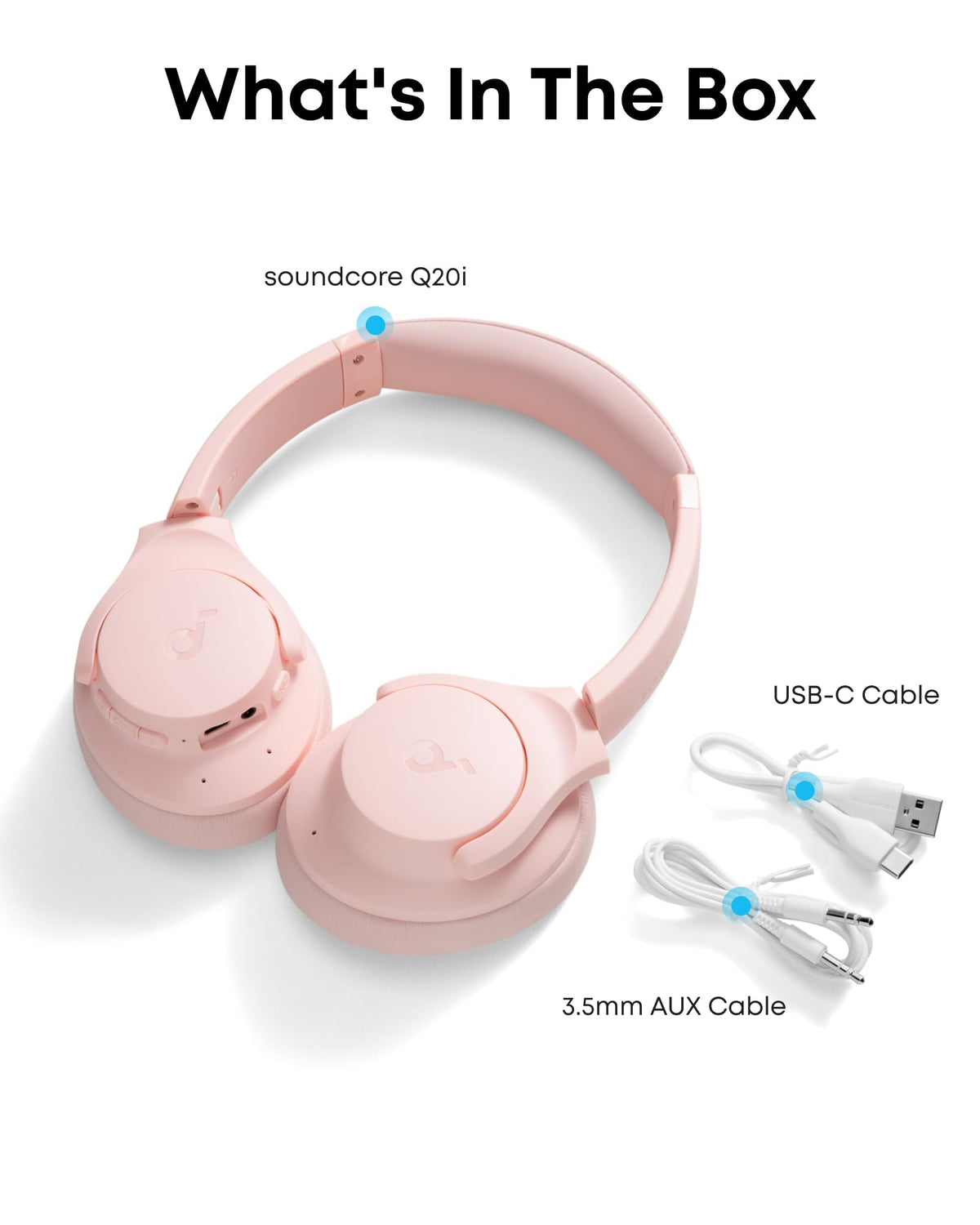 Soundcore by Anker Q20i Headphones with Protective Case, Blue, Bundle