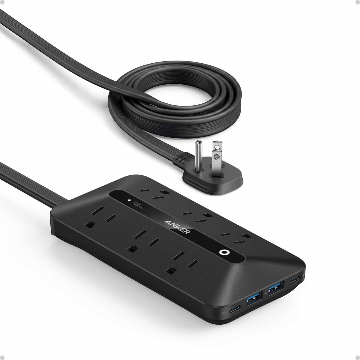 Anker Power Strip with 300J Surge Protector, 5ft Outlet Extender, 20W, 6AC