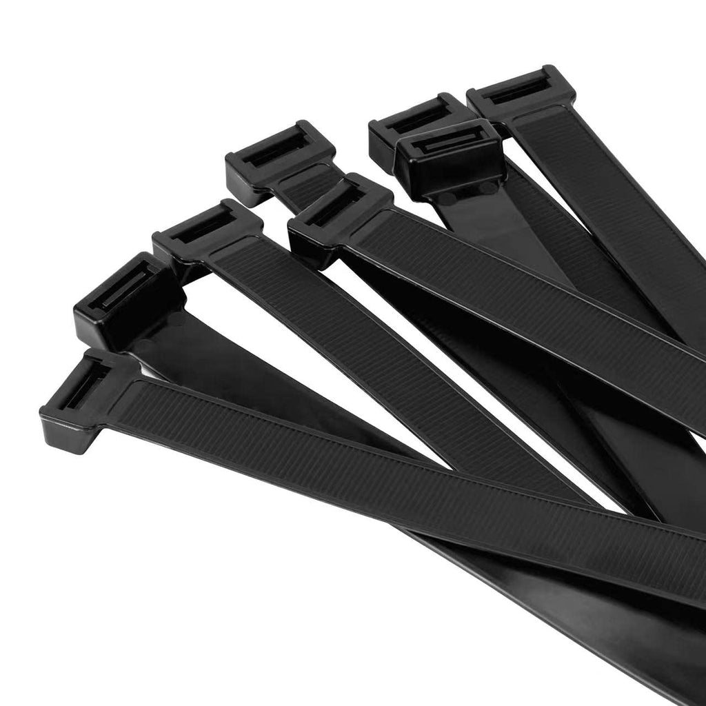 Armpow 18 inch Black Zip Ties Heavy Duty 100 PACK, 220 LBS Ultra Exclusive Strong Plastic Wire Ties, Large Cable Ties Extra Long Tie Wraps, Indoor and Outdoor UV Resistant