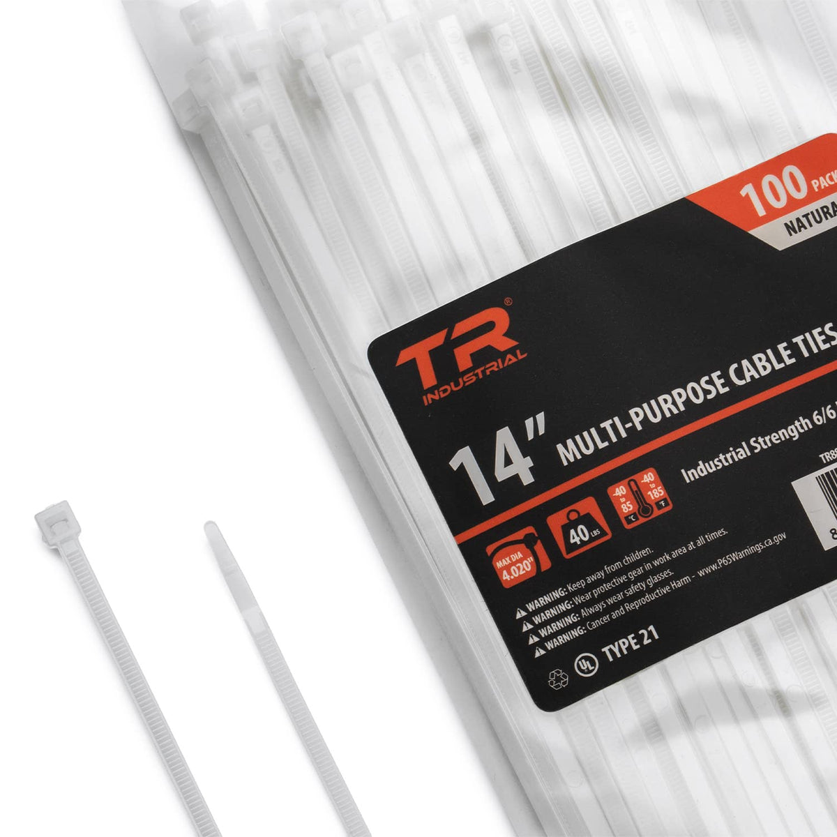 TR Industrial Multi-Purpose Natural Cable Ties, 48 inches, 50 Pack