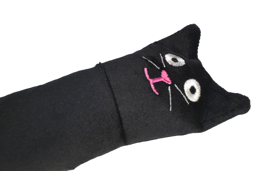 British-Made Refillable Catnip Kicker Toy – 50cm Plush Black Cat with Front Pocket & Bonus Catnip Refill Bag – Freshly Made in the UK, Durable & Eco-Friendly Fun (Black, Catnip, Refillable Cat Kicker)