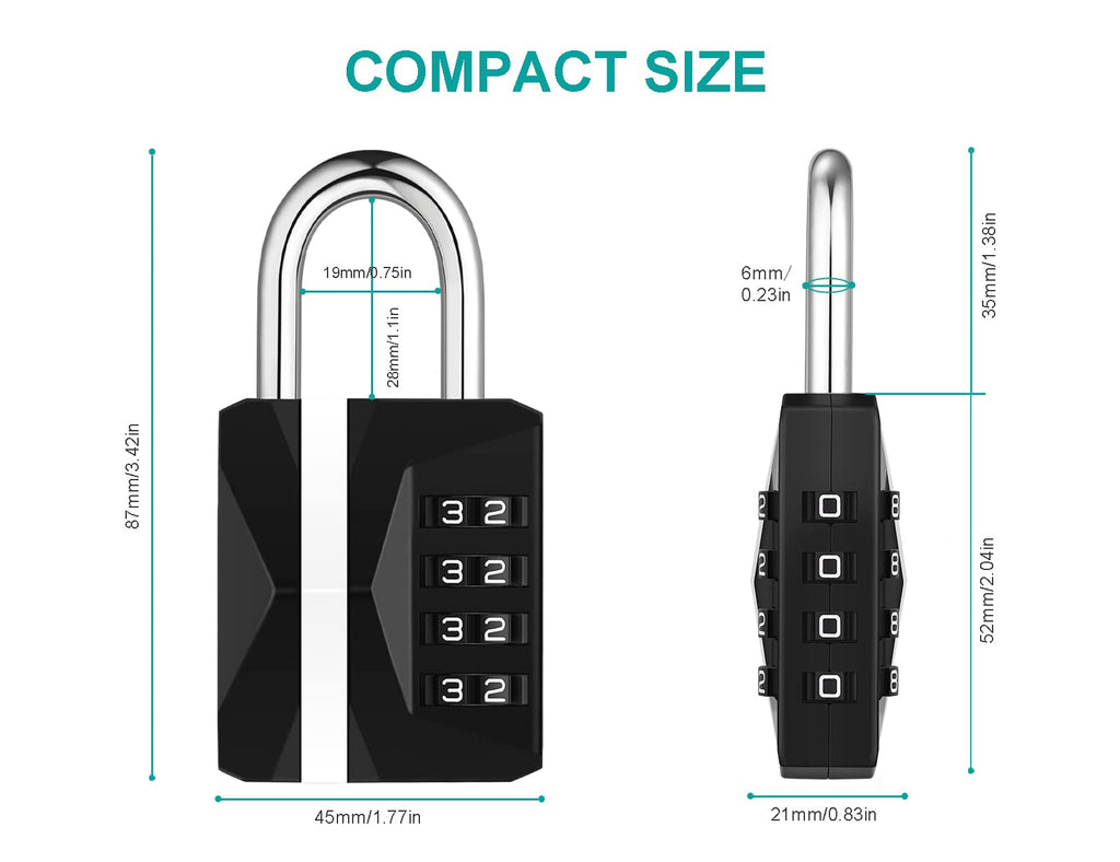 ZHEGE Combination Padlock, 4 Digit Combination Locker Padlock (Red)
