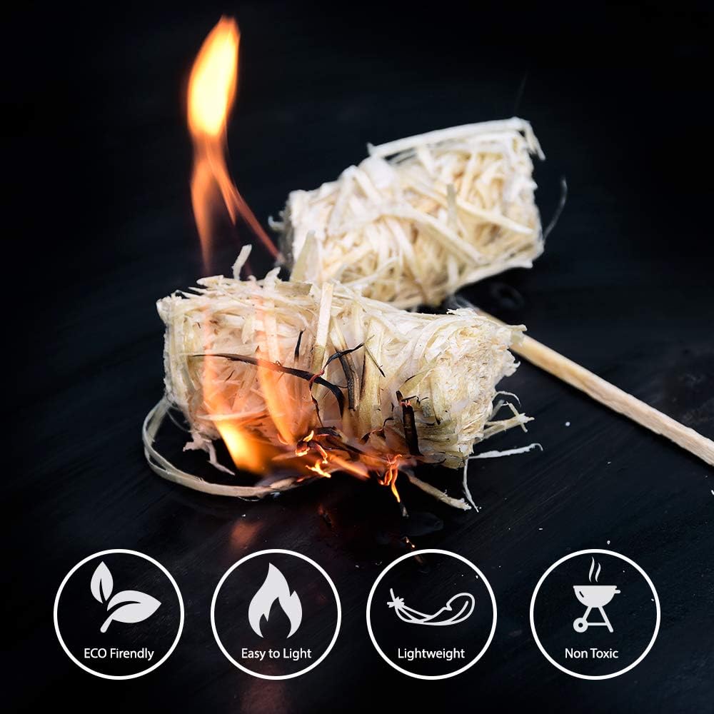 KEPLIN Natural Firelighters - 200 Pack | Eco Friendly Wood Wax Fire Starters | Quick Flame | Safe to Use | Ideal for Stoves, Open Fires, BBQ's & Pizza Ovens