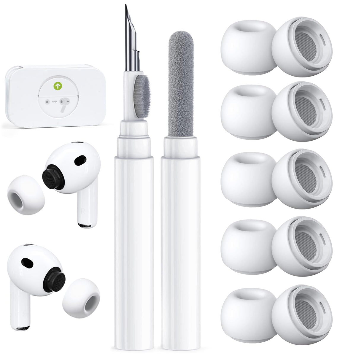 5 Pairs Replacement Ear Tips for AirPods Pro 3 (White)
