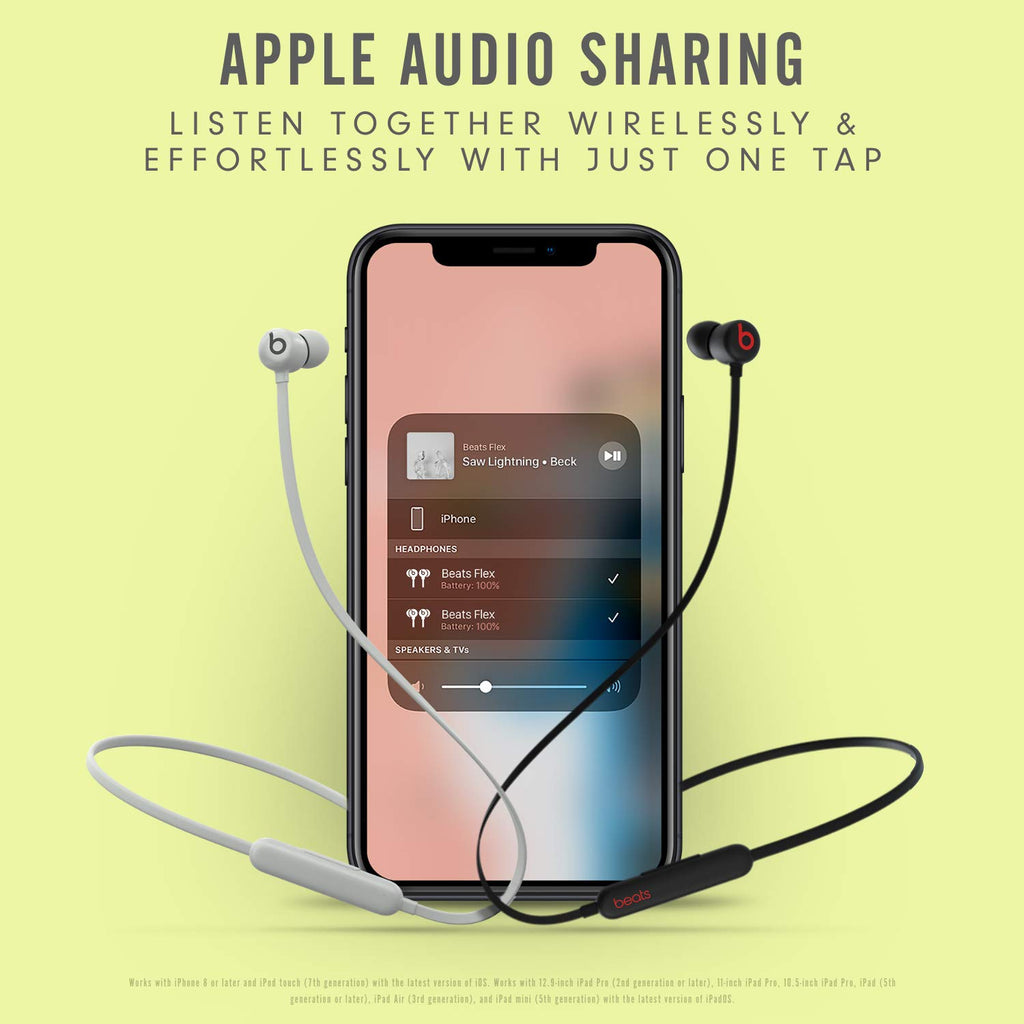 Beats Flex Wireless Earbuds - Apple W1 Headphone Chip, Magnetic Earphones, Class 1 Bluetooth, 12 Hours of Listening Time, Built-in Microphone - Yuzu Yellow