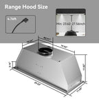 Hermitlux 30″ Built in/Insert Range Hood, 600 CFM Stainless Steel Vent Hood