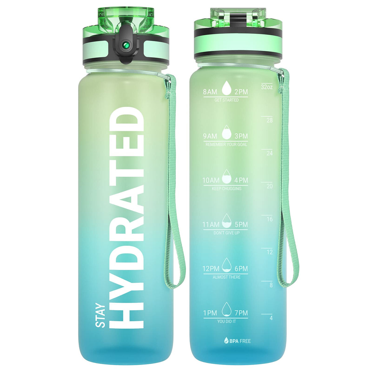 Sahara Sailor Water Bottle 1L, Leakproof Tritan Bottle with Time Marker