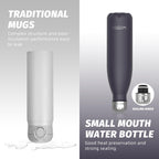 Stainless Steel Insulated Water Bottle, WATERSY Double Walled Metal Vacuum Flask Keep 24 Hrs Cold & 12 Hrs Hot Thermal Metal Sports Bottles 500ml BPA Free for Outdoor, Work, Gym, School (Black)