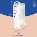 Russell Hobbs 2000W/2KW Oil Filled Radiator, 9 Fin Portable Electric Heater - White, Adjustable Thermostat with 3 Heat Settings, Safety Cut-off, 20 m sq Room Size, RHOFR5002, 2 Year Guarantee