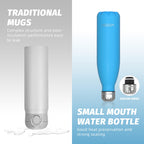 Stainless Steel Insulated Water Bottle, WATERSY Double Walled Metal Vacuum Flask Keep 24 Hrs Cold & 12 Hrs Hot Thermal Metal Sports Bottles 500ml BPA Free for Outdoor, Work, Gym, School (Black)