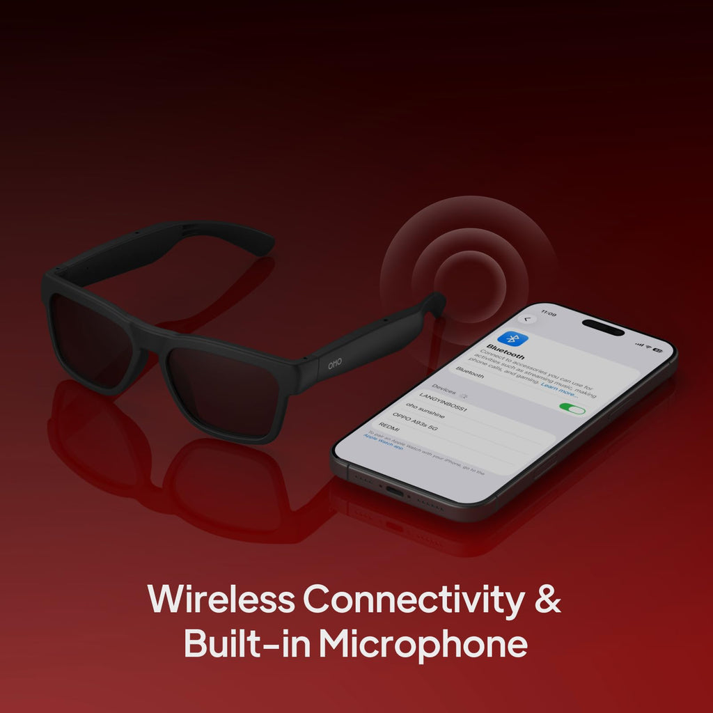 OhO Open Ear Smart Glasses, UV400 Z87.1 Lightweight Audio Bluetooth Glasses