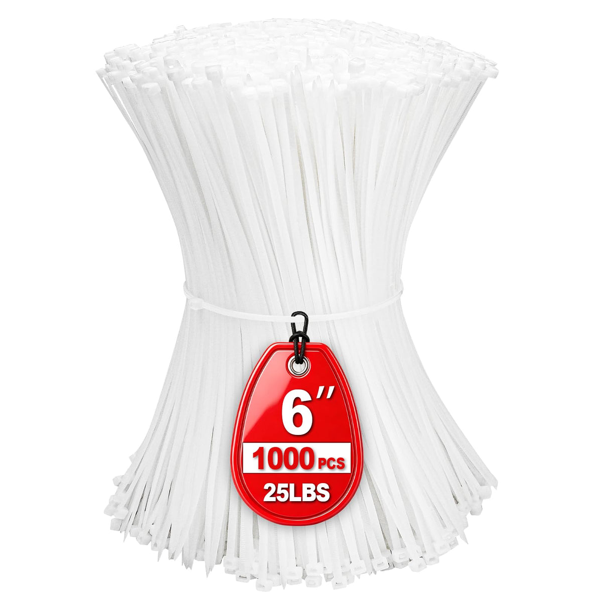 Cable Zip Ties,600 Piece Self-Locking Nylon Cable Ties,Assorted Sizes 4+6+8+10+12-Inch,Multi-Purpose Wire Management Plastic Ties,Perfect for Home,Garden,Office,Travel and Workshop.White