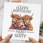 Maise & Rose Funny 60th Birthday Card For Men or Women Highland Cow P270