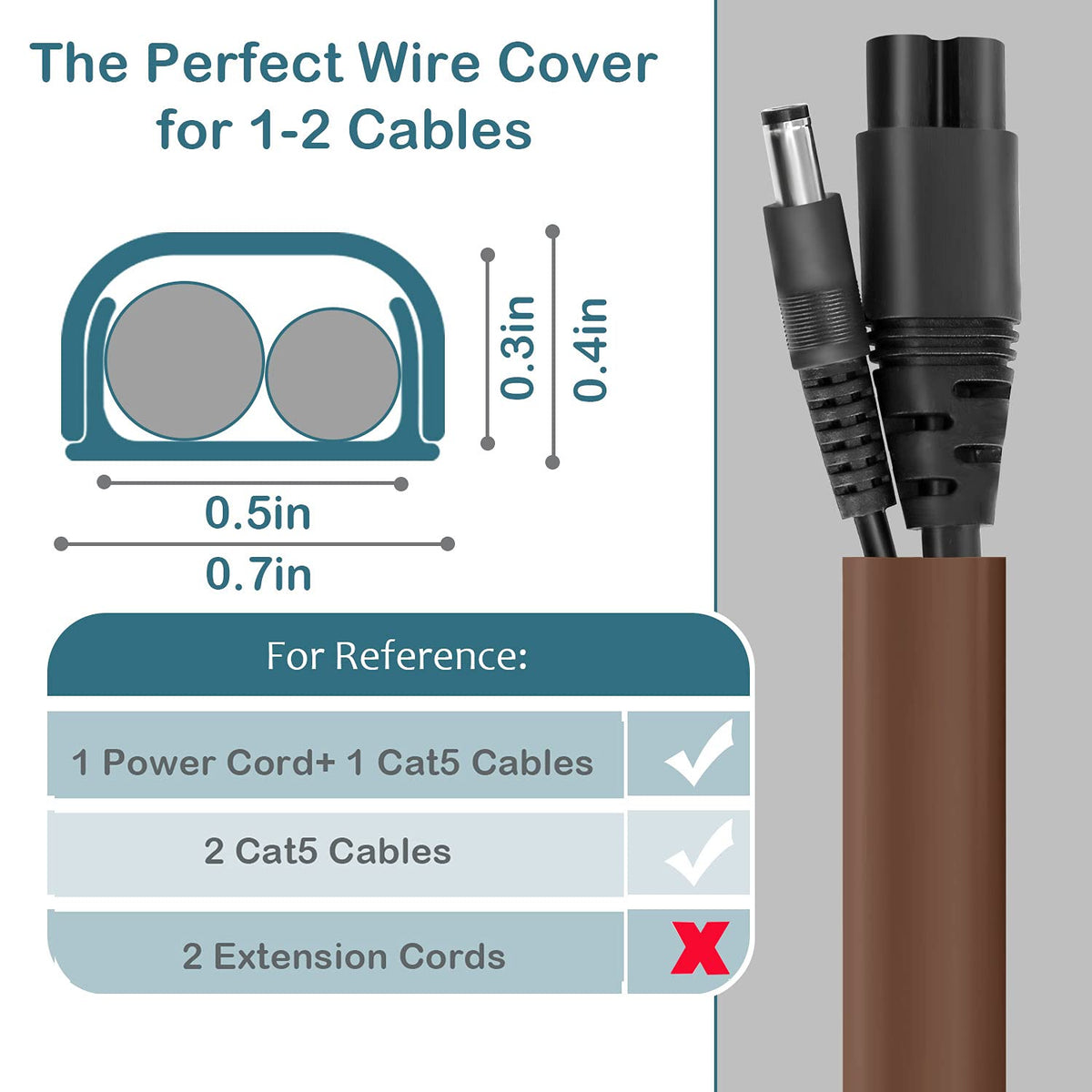 ZhiYo 43" Cord Covers for Wires on Wall, Beige Cord Hider, 0.7" W x 0.4" H
