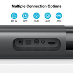 Sound Bar for Smart TV, Soundbar with Bluetooth/ARC/Opt/AUX Connect, Auto Volume Boost, 3 Equalizer Modes, 2 in 1 Detachable Soundbar for TV/PC/Gaming/Projectors