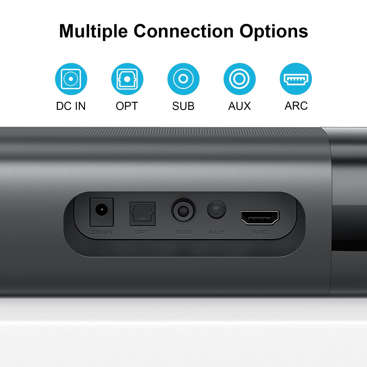 Sound Bar for Smart TV, Soundbar with Bluetooth/ARC/Opt/AUX Connect, Auto Volume Boost, 3 Equalizer Modes, 2 in 1 Detachable Soundbar for TV/PC/Gaming/Projectors