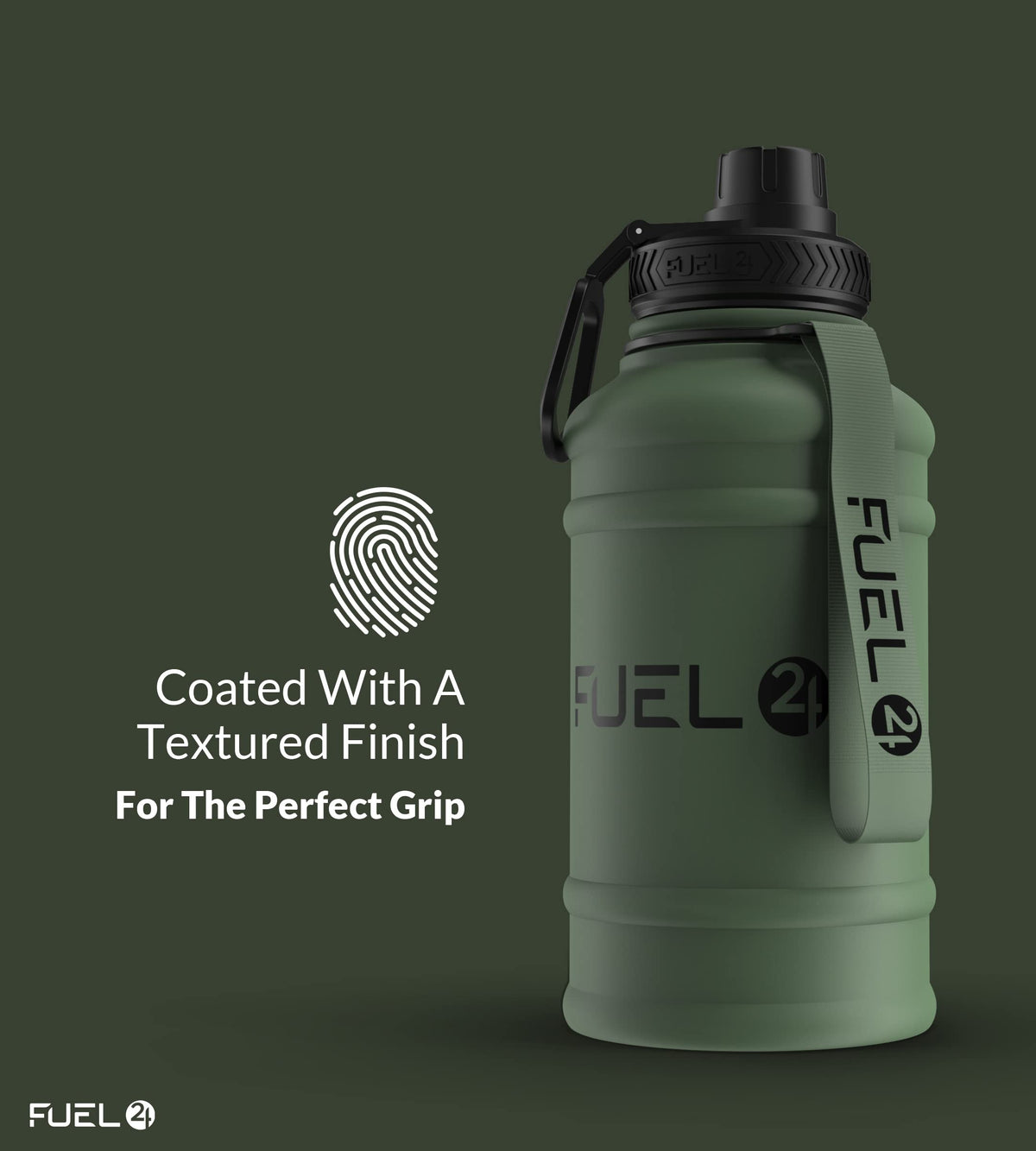 Fuel24 Stainless Steel Jug - 1.3 or 2.2 Litre Water Bottle - Extra Strong, BPA Free, Leak Proof - Large Gym Sports Bottle, 1.3L, 2.2L, Metal Bottle - Colour Options